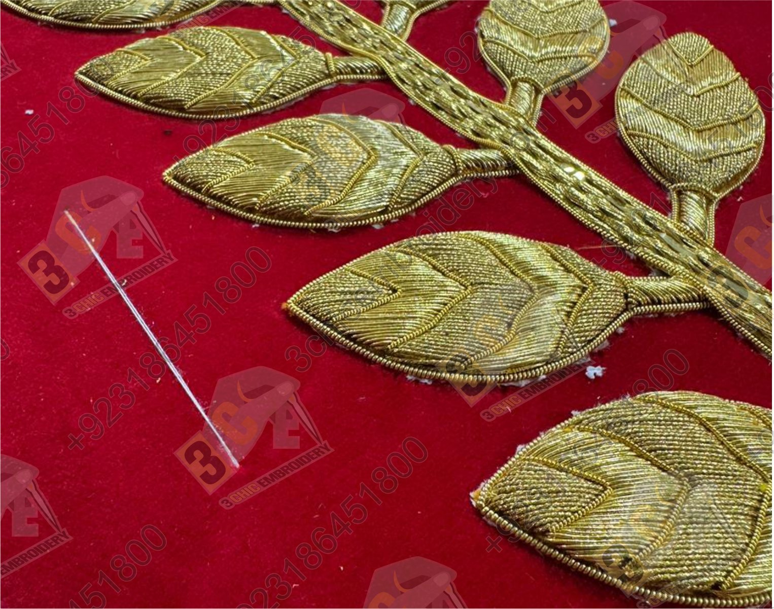 Hand embroidered goldwork church vestment with pure gold thread