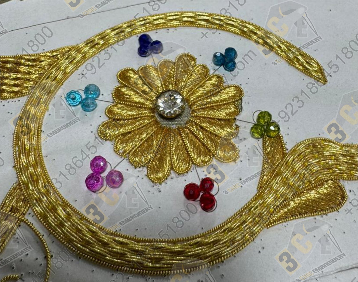 Hand embroidered goldwork banner with traditional ecclesiastical design