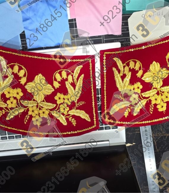 Hand embroidered goldwork liturgical textile for Catholic churches in the United Kingdom and Europe