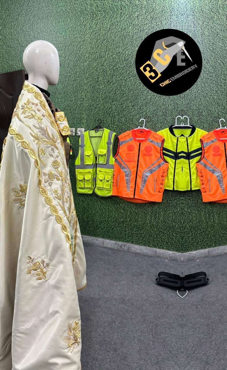 Hand-embroidered liturgical cape created in our workshop, crafted with goldwork detailing.